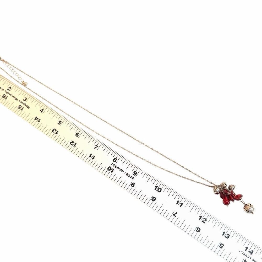 Baked Beads Red Glass & Silver-Tone Dangle Necklace - Picture 7 of 7
